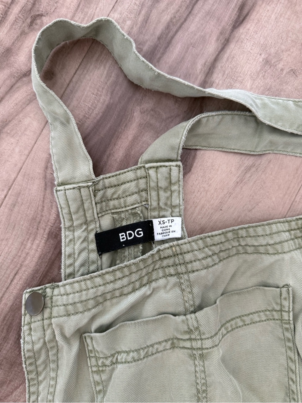 BDG Light Olive Utility Overalls Jumpsuit - Picture 2 of 3